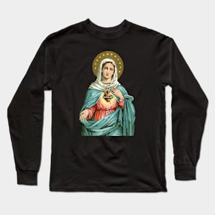 Immaculate Heart of Mary Blessed Mother Catholic Vintage Long Sleeve T-Shirt